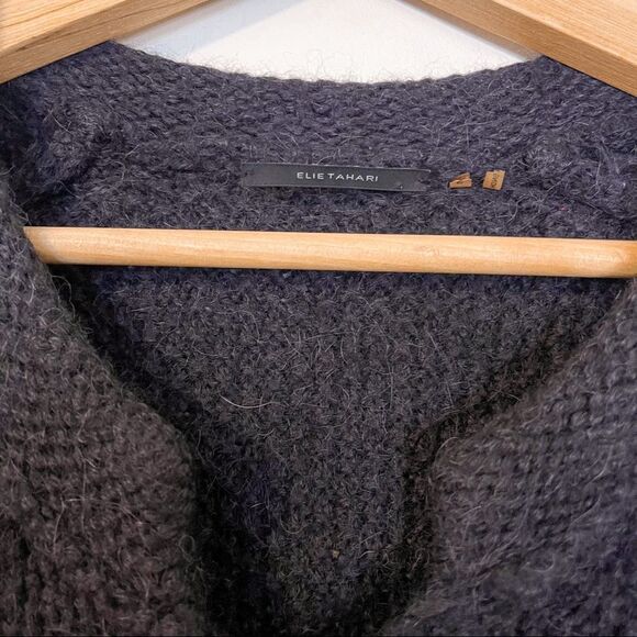 Elie Tahari Beatrice Charcoal Alpaca Wool Long Cardigan Size S - Picture 3 of 8